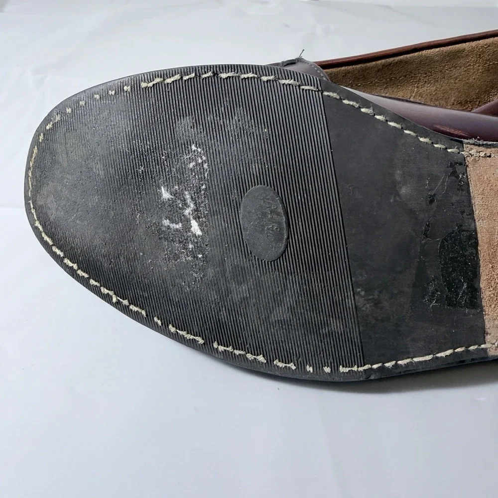 GH Bass Weejuns Loafers Men 10 D Burgundy Leather Tassels USA MADE Slip On Shoes
